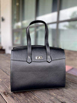 Женская кожаная каркасная сумка с ручками 1883-С Блек