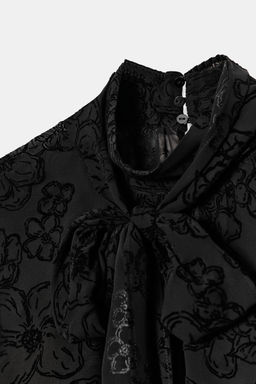 SEMI-SHEER VELVET BLOUSE WITH BOW - Zara фото 8