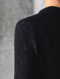 Джемпер поло с застежкой на пуговицы из хлопковой пряжи с пайетками - Vilatte фото 6