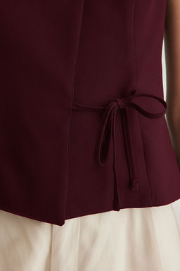 Bordo Regular Dar Kal?p Baglama Detayl? Yelek TWOSS25YE00023