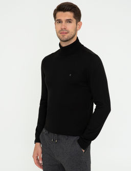 Siyah Slim Fit Bal_k__ Yaka Basic Triko Kazak - Pierre cardin фото 3
