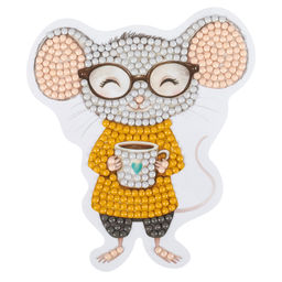 Кристальная (алмазная) мозаика ФРЕЯ ALVM-126 магнит Мышка с чаем 9.5 х 10.5 см