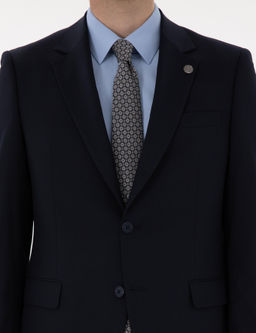 Lacivert Slim Fit Tak_m Elbise