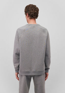 Bisiklet Yaka Gri Basic Sweatshirt - Mavi фото 5