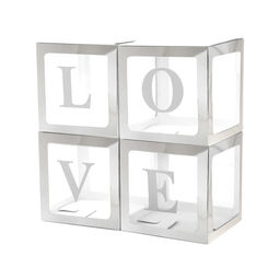 Набор коробок для воздушных шаров Love, серебро, 30*30*30 см, в упаковке 4 шт. - Страна карнавалия фото 2