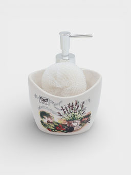 Дозатор для моющего средства с подставкой для губки Доляна «Лаванда», 260 мл