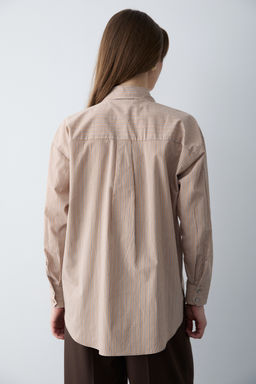 Kahverengi Cizgili Dokuma Gomlek TWOSS26GO00148 - Trendyolmilla фото 5