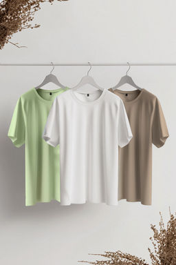 TRENDYOL MAN Tas-Ekru-Antrasit Slim/Dar Kesim Bisiklet Yaka Basic %100 Pamuklu 3lu Paket T-Shirt TMNSS19BO0007