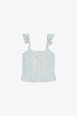 EMBROIDERED RUFFLE TOP - Zara фото 5