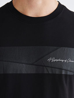 Bisiklet Yaka Bask?l? Penye Erkek Ti??rt