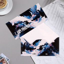 Цена за 5 шт. Конверт для денег С Днём Рождения! цветочные разводы, 8,5х17 см