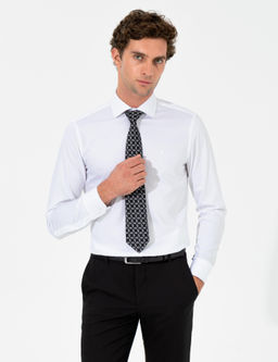 Белая базовая рубашка приталенного кроя с длинным рукавом - Cacharel фото 3