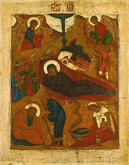 Икона Рождество Христово, XVII век  дерево, пигментные краски, матовый лак София