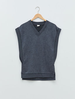 V Yaka Kolsuz Basic Erkek ?ocuk Sweatshirt