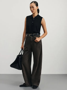 Трикотажный топ с воротником поло / Zarina фото 2