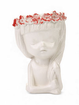 Декоративное кашпо для цветов Девушка с косой, 80 мл, 11?8?8 см, гипс, белое - Хорошие сувениры фото 2