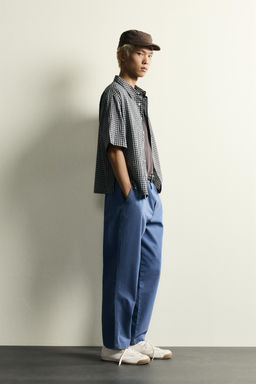 CAMISA RELAXED FIT JACQUARD CUADROS / Azul - Zara фото 4