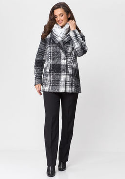 Пальто БелЭльСтиль 841 клетка серая  фото 100