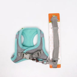 Комплект с мягкой шлейкой, быстросъемный, XS, поводок 150 х 1,5 см, ОШ 29-32 см, ОГ 31-34 см, бирюз - Пижон фото 8