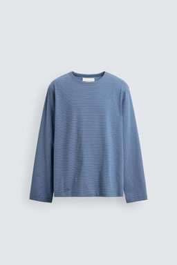 CAMISETA JACQUARD RAYAS / Azul