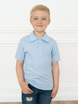 Детская футболка поло голубая 659 (140, 72)