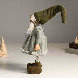 Интерьерная кукла текстильная «Бабка Ёжка в зеленом платье с сердечком и колпаке», 36 см