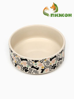Миска керамическая Собачья радость 200 мл - 10.510.54 см, бежевая - Пижон фото 2