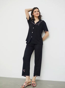 K13233 Домашний костюм (рубашка и брюки) ЧЕРНЫЙ