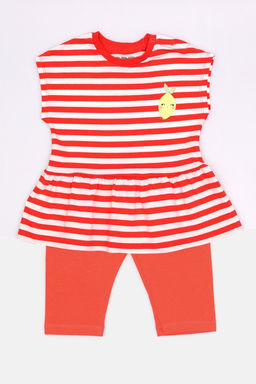 CRB wear / CSBG 90251-28-410 Комплект для девочки (платье модель "туника", бриджи),коралловый/Ex.Cherubino