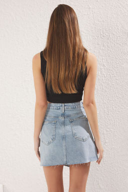 TRENDYOLMILLA Ac?k Mavi Kruvaze Mini Denim Etek TWOSS25ET00097 фото 5