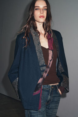 JACQUARD DENIM-EFFECT KIMONO - Zara фото 2