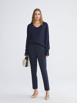 V Yaka Kad?n Triko Kazak