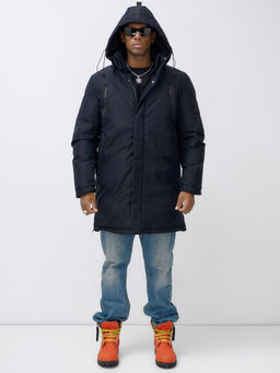 Парка мужская зимняя удлиненная темно-синего цвета 8385TS