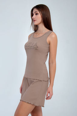 Арт. 9156/3 Пижама с шортами 42-50 (5 шт) Цвет:верх-кофе,низ-кофе