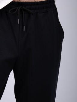 Джоггеры Тайлер 2 чёрные, футер 2-х нитка начес - Малина фото 9