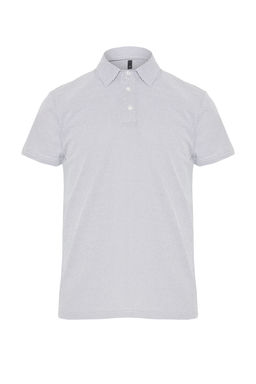 Beyaz Regular/Normal Kesim Dokulu Polo Yaka T-shirt TMNSS24PO00038