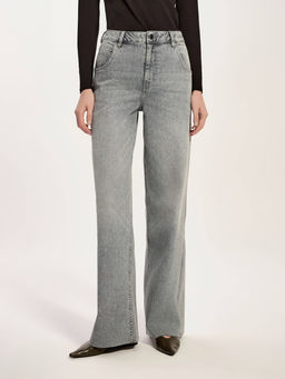 CONTE CON-785 Джинсы wide leg ULTRA-LONG серого цвета c необработанным краем grey