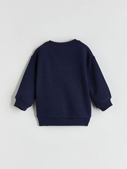 Bisiklet Yaka Bask?l? Erkek ?ocuk Sweatshirt