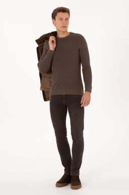 Erkek Slim Fit Bisiklet Yaka Vizon Basic Kazak - U.s. polo assn фото 4