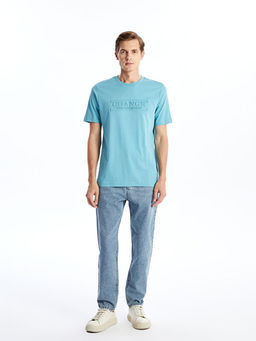 Bisiklet Yaka K?sa Kollu Bask?l? Penye Erkek Ti??rt