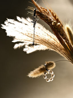 Серьги со съёмным элементом «Трансформер» птица, белые в серебре