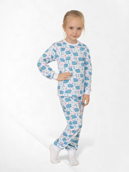 Пижама детская принт бирюзовые ежики
