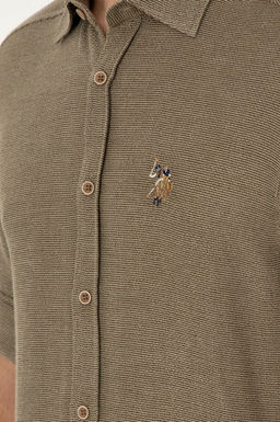 U. S. Polo Assn / Мужская рубашка цвета хаки с длинным рукавом - U.s. polo assn фото 7