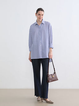 ?izgili Oversize Poplin Kad?n G?mlek Tunik