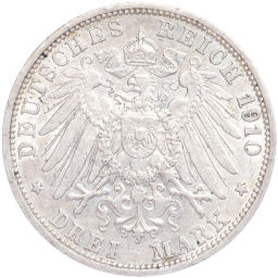 Монета 3 марки 1910 года G Германия (Баден)