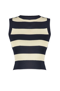 Lacivert Crop Cizgili Ince Bluz TWOSS22BZ1173