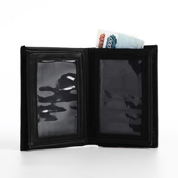 Портмоне мужское без застёжки, 3 в 1, отдел автодокументов, паспорта, карт, купюр, чёрное