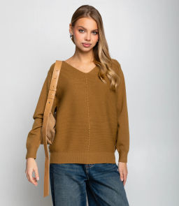 Джемпер #КТ8208, тёмно-бежевый