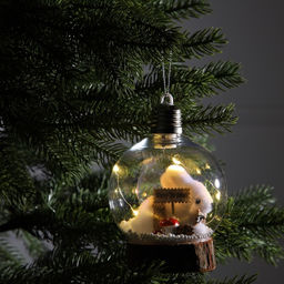 Ёлочный шар Заяц, 10х13 см, 1 LED, от батареек, свечение тёплое белое - Luazon lighting фото 6