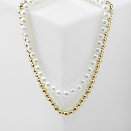 Бусы Олимпия с жемчугом, две нити, цвет золото, 45 см